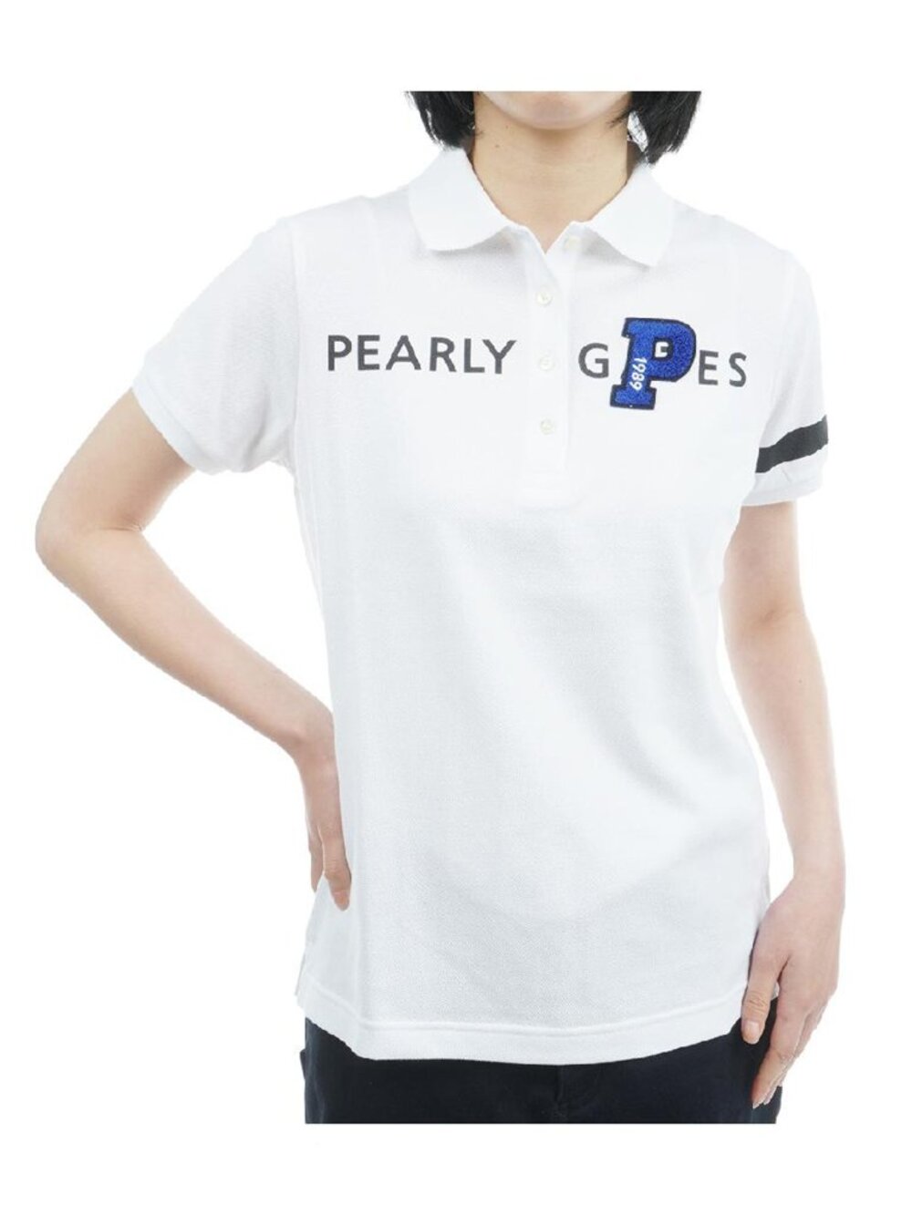 PEARLY GATES Golf Japan White Cotton Embroidered Pique Knit Polo Shirt 00 XS